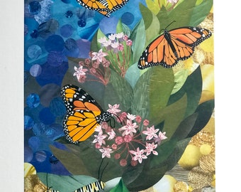 Impresión de collage de bellas artes de mariposas monarca 8.5 "x 11"