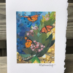 Butterfly Monarchs Fine Art Card Collage Print 5x7 image 1