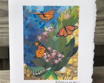 Butterfly Monarchs Fine Art Card Collage Print 5"x7"