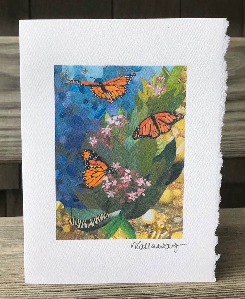 Butterfly Monarchs Fine Art Card Collage Print 5x7 image 1