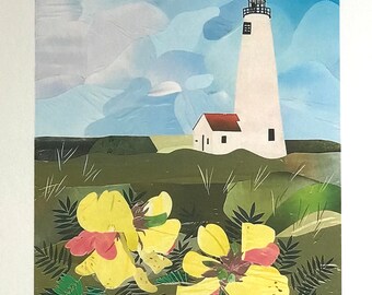 Nantucket Great Point Lighthouse Fine Art Collage Print 8.5"x11"