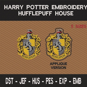 Hufflepuff House Shield Embroidery Design | Wizard Crest Machine Embroidery File | Patch Digital Download