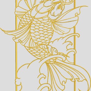 Golden Koi Embroidery Design Bundle, Japanese Fish Line Art, Machine Embroidery File DST PES JEF VP3  Koi Tattoo
