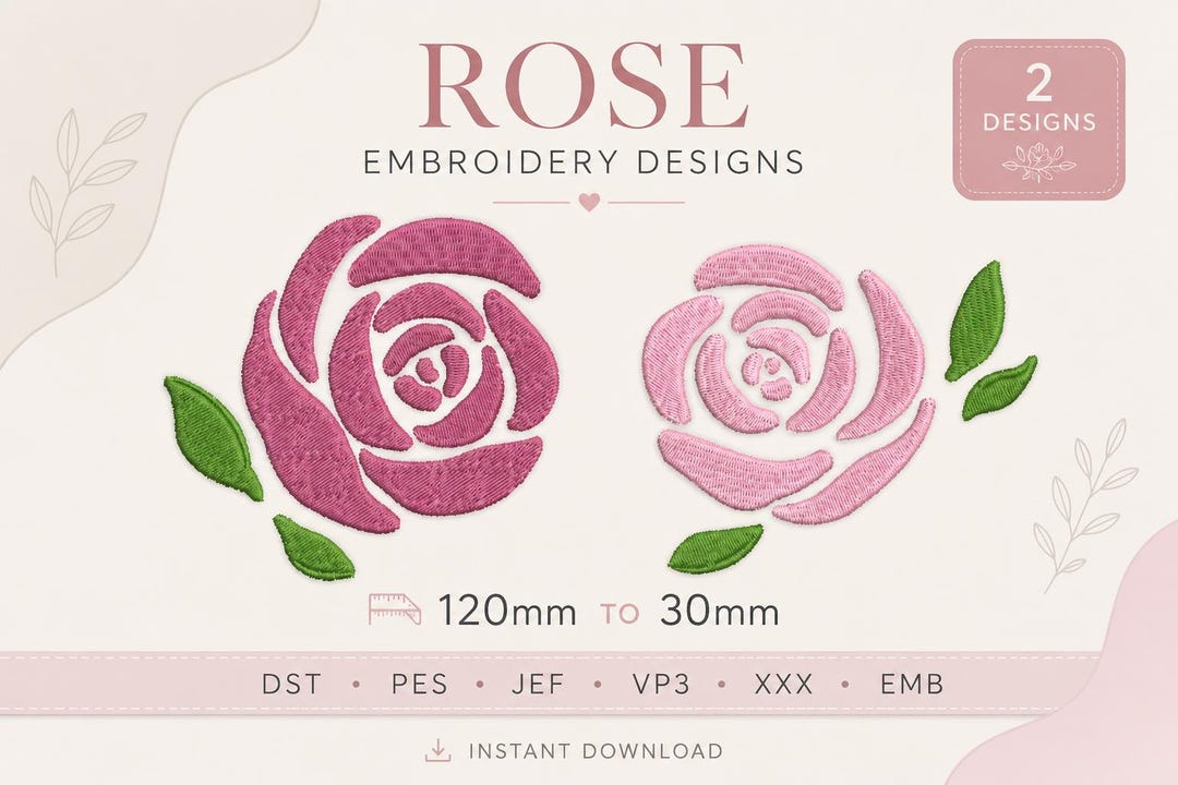Rose Embroidery Design Bundle | Floral Machine Embroidery Files | Mini ...