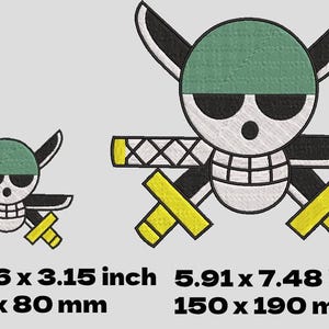 One piece Embroidery Bundle – Jolly Roger Designs – DST, JEF, EMB – Anime Machine Embroidery Files – One piece embroidery image 5