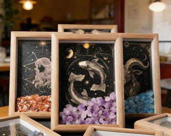 Zodiac Crystal Chip Picture Frame, Astrology Gift