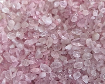 Copeaux de quartz rose brut 5-7 mm - Cristaux rose poudré naturel pour bijoux, créations artisanales et bricolage