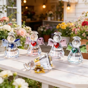 Crystal Glass Angel Figurine | Elegant Home Decor | Spiritual Tabletop Ornament | Gift & Collectible