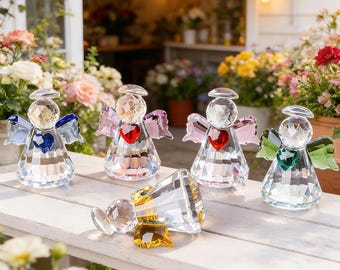 Crystal Glass Angel Figurine | Elegant Home Decor | Spiritual Tabletop Ornament | Gift & Collectible