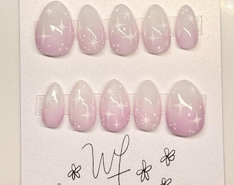 Ombré with sparkles Press On Nails (Customized Color)