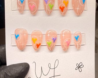 Colorful mouse themed balloon press on nails