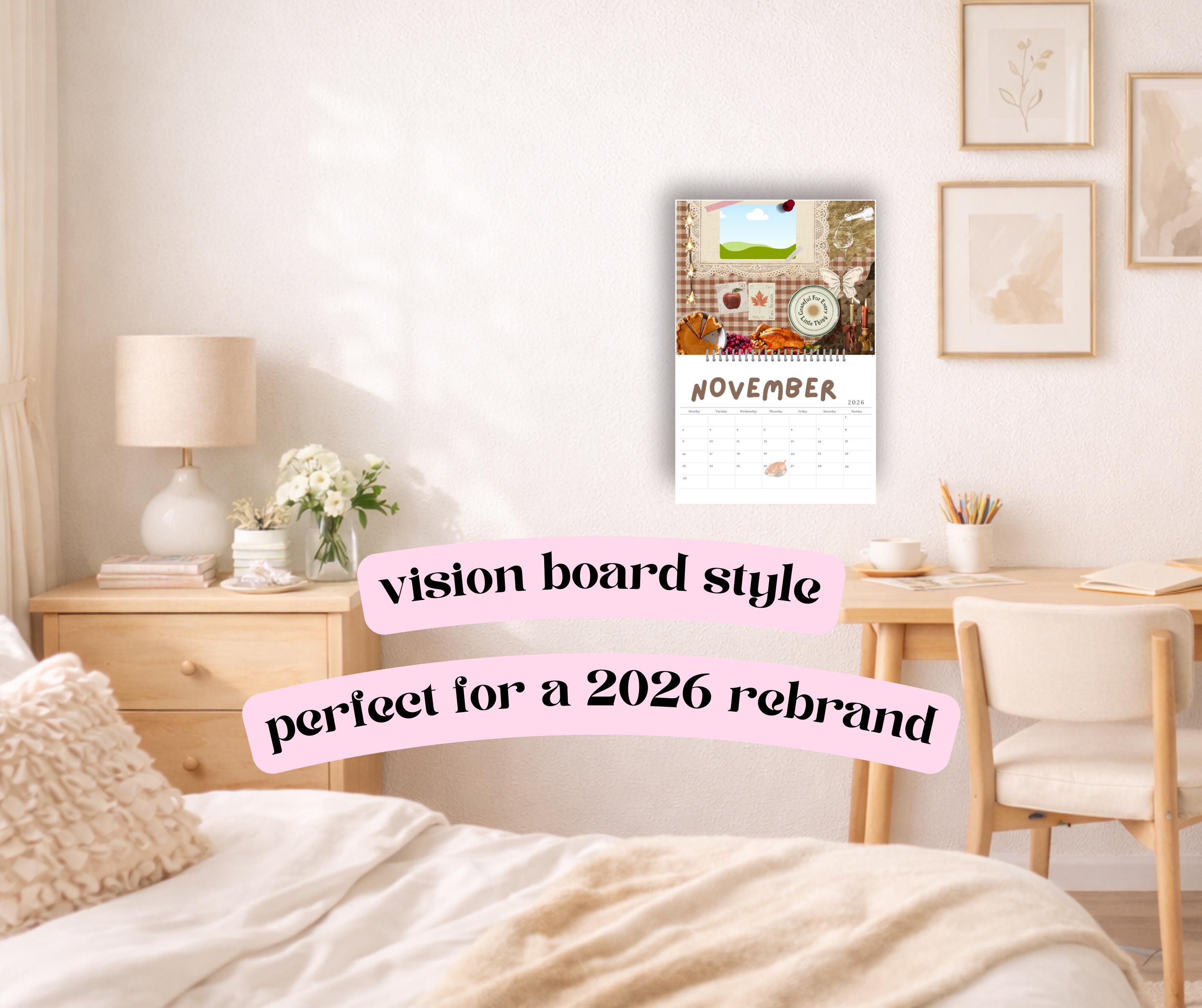 2026 Vision Board Calendar | Editable Canva Template | 2026 Rebrand ...
