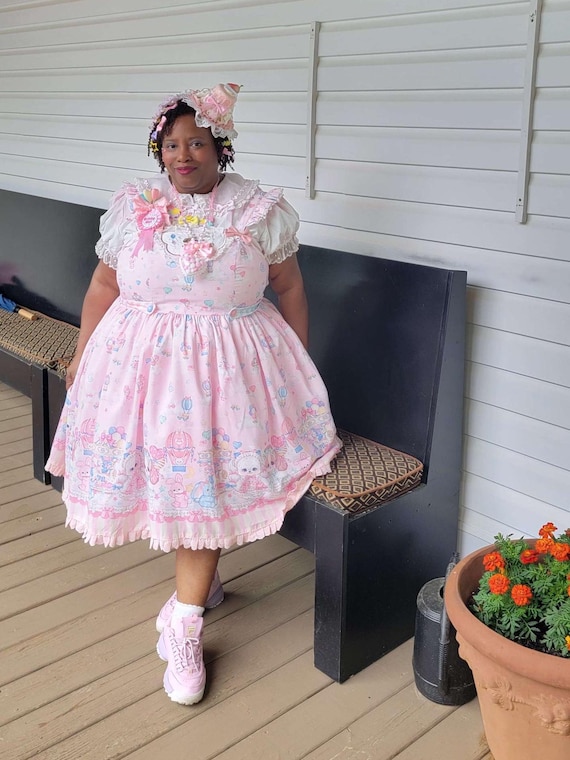 pink dress kawaii Our Kawaii Lace Up Puff Sleeve Lace Up Dress is such a vibe