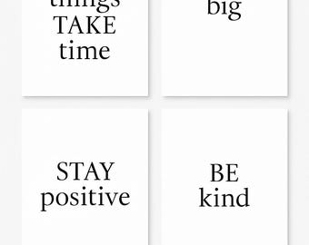 Minimalist Wall Art Set of 4 | Inspirational Quote Prints | Modern Typography | Digital Download