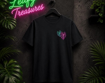 Neon Alocasia T-Shirt | Tropical Leaf Chest Print