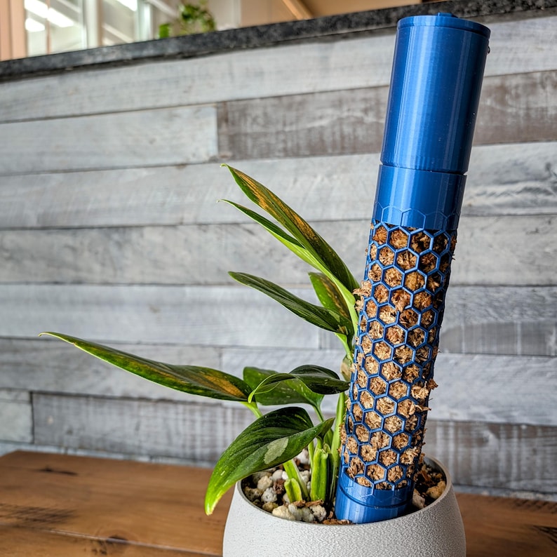 Honeycomb Moss Pole with Optional Water Reservoir | Self-Watering Support for Aroids & Climbing Plants | 3D Printed PETG image 8