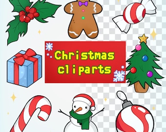 Conjunto de imágenes prediseñadas navideñas / 9 PNG y SVG