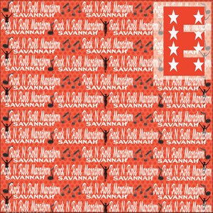 Puede incluir: Un fondo rojo y blanco con el texto "Rock N Roll Marathon Savannah" repetido en todo. El fondo est&aacute; salpicado de peque&ntilde;os c&iacute;rculos blancos. Hay cinco estrellas blancas en la esquina superior derecha de la imagen.
