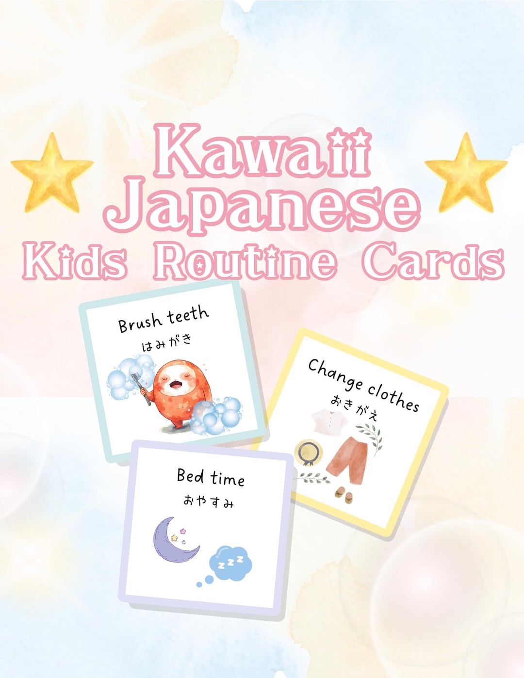 Kawaii Routine Kawaii Japanese Kids Routine Cards – 30 Pastel Digital Download - Etsy