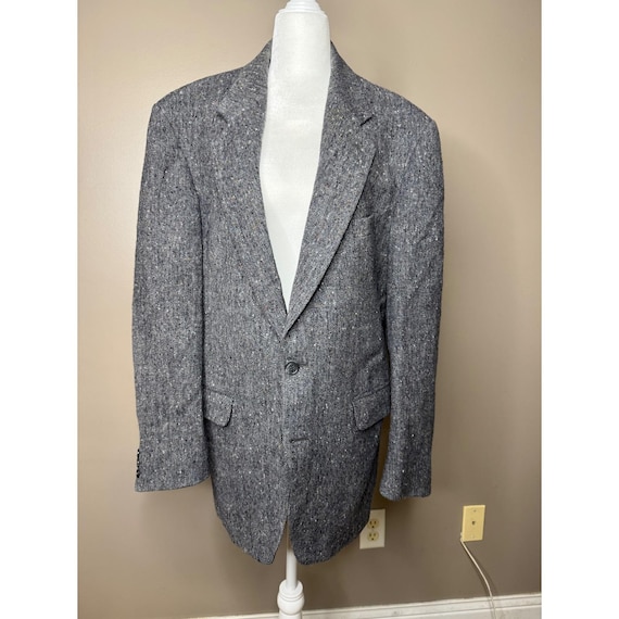 Magee, Magee of Donegal Vintage 80s Handwoven Irish Wool Tweed Blazer Grey Flecked 44R