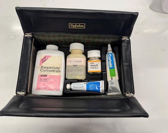 Vintage Upjohn Pharmaceutical Sales Sample Kit | 1960s Doctor Bag with Original Sample Bottles | Medical Prop | Apothecary Decor Collectible