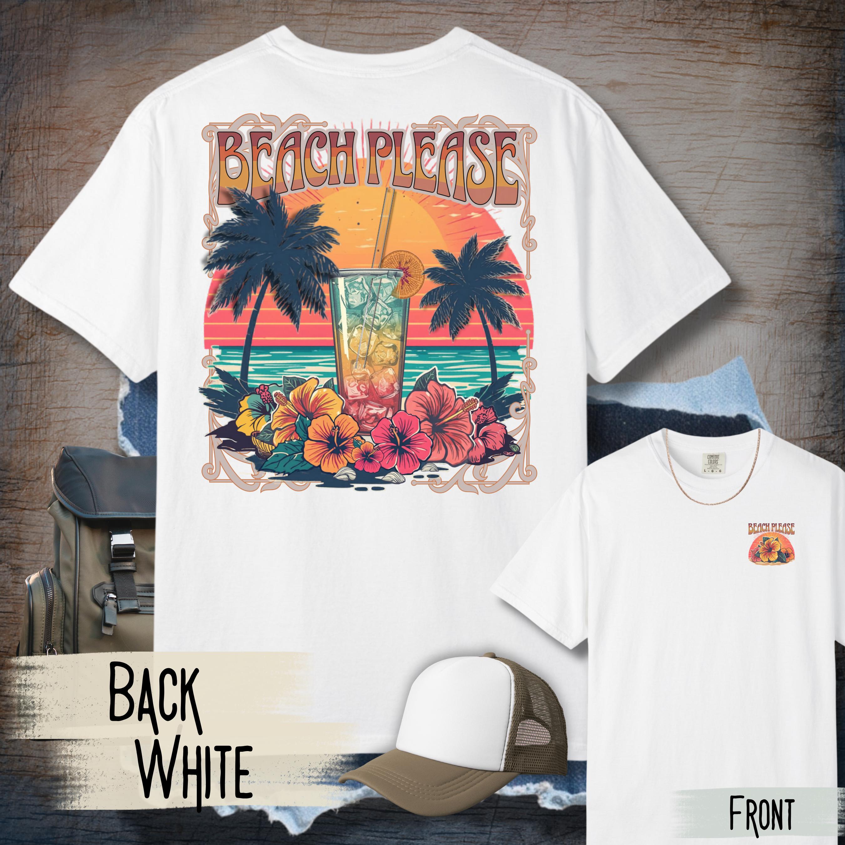 Discover Beach Please Double Sided T-Shirt for Summer Vacation and Tropical Beach