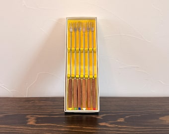 Vintage Set of Fondue Forks with Box