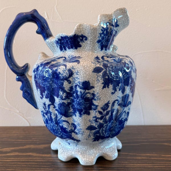 Bombay Company Vintage Blue & White Floral Crackle Pitcher