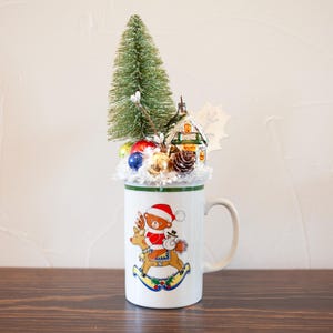 Vintage Christmas Arrangement Mug with Shiny Brite Ornaments