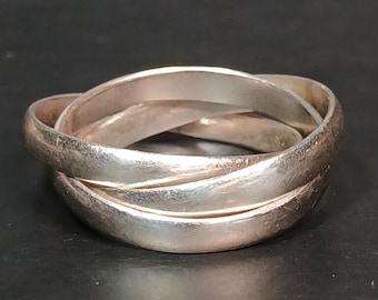 Sterling Silver Triple Rolling Ring Size 8 .925 5.5g