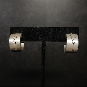 Sterling Silver Native Style Hoop Earrings Zig Zag Arrow Design 925