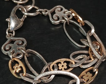 Brighton Two Tone Chain Bracelet Adjustable 7–8 Inch Heart Charm 25.2g