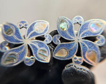 Pendientes de flor de abulón de plata de ley de Taxco México Talleres de los Ballesteros Screwback