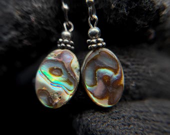 Sterling abalone schelp oorbellen 925 ovaal