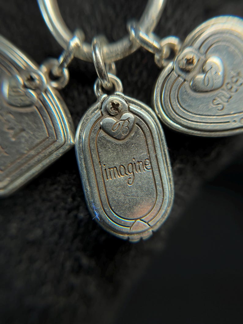 Brighton Silverplate Charm Keychain Floral Enamel Heart Purse Charm image 5