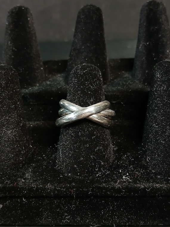 925 Sterling Silver Rolling Ring Interlocking Ban… - image 6
