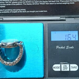 Vintage Le Baron Quartz Watch Ring Silver Tone Stretch Band Size 8 image 3