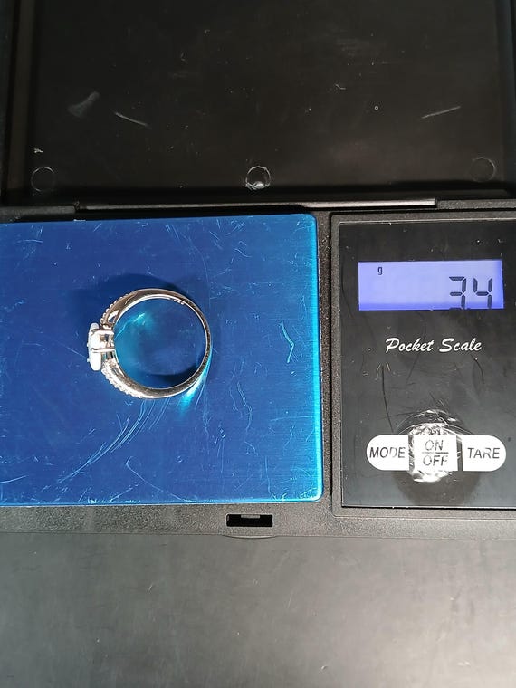 Sterling Silver Lab Opal Ring Large Marquise Opal… - image 3