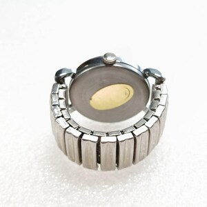 Vintage Le Baron Quartz Watch Ring Silver Tone Stretch Band Size 8 image 13