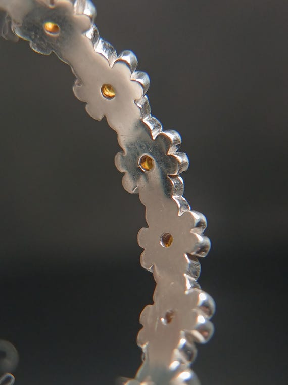 Sterling Silver Daisy Stackable Ring with Orange … - image 17