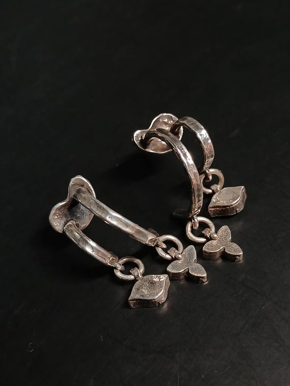 Sterling Silver Double Charm Dangle Earrings Mode… - image 7