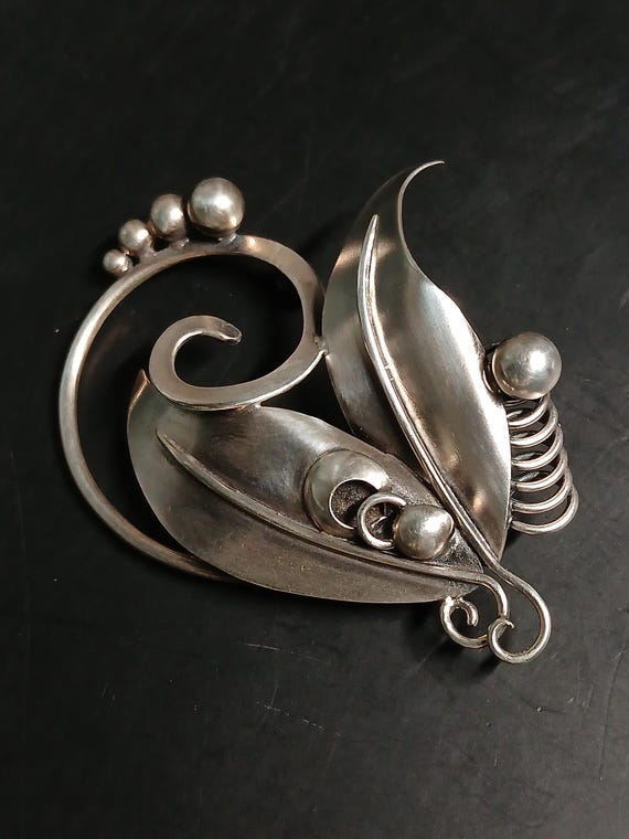 Carl Ove Frydensberg 830 Silver Haandarbejde Danish Modernist Floral Brooch
