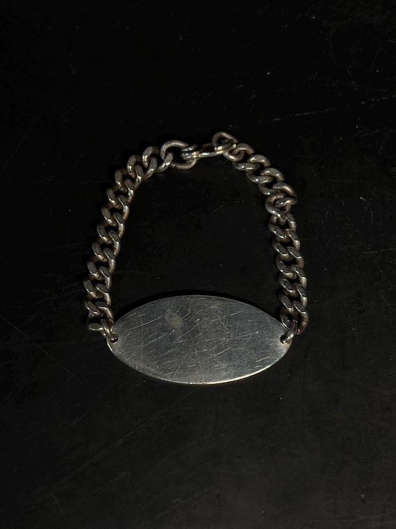 Vintage Sterling Silver Blank Nameplate Bracelet