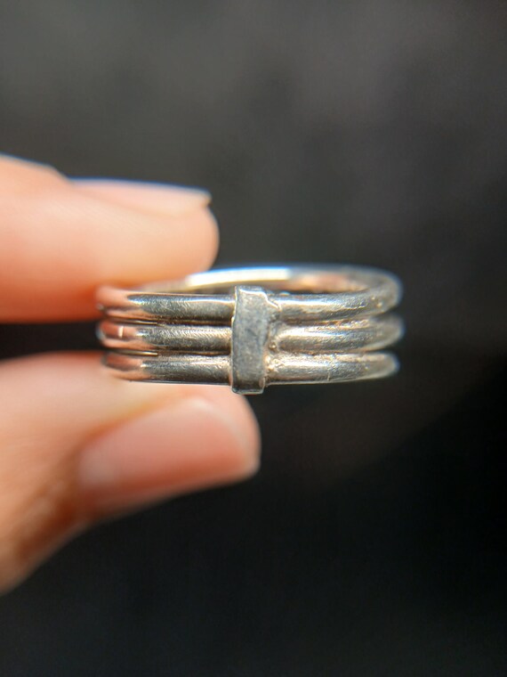 Sterling Silver .925 Three-Band Solid Ring – Size… - image 9