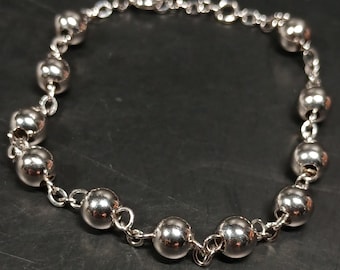 Pulsera de esfera de plata esterlina .925 – ~6.875" ajustable a ~7.375" – 6.2 g