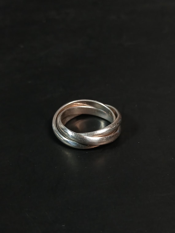 925 Sterling Silver Rolling Ring Interlocking Ban… - image 8