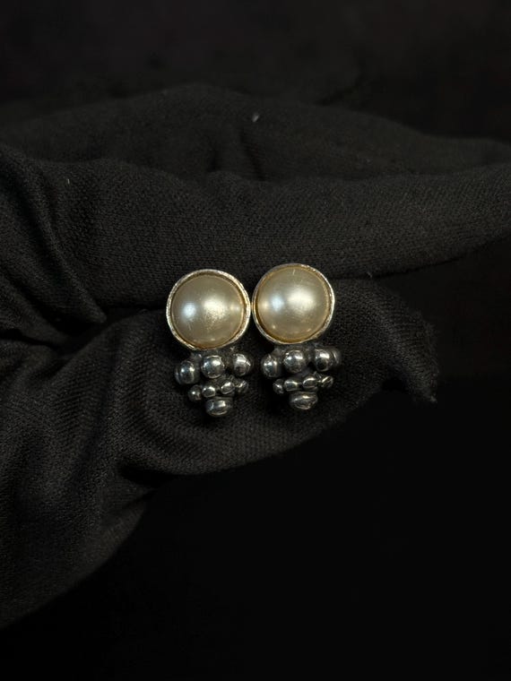 Faux Pearl Sterling Silver Stud Earrings