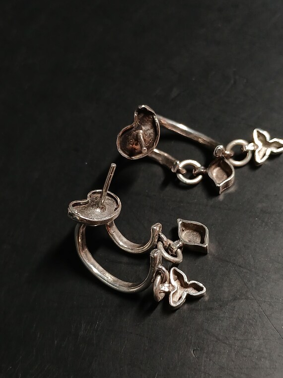 Sterling Silver Double Charm Dangle Earrings Mode… - image 11