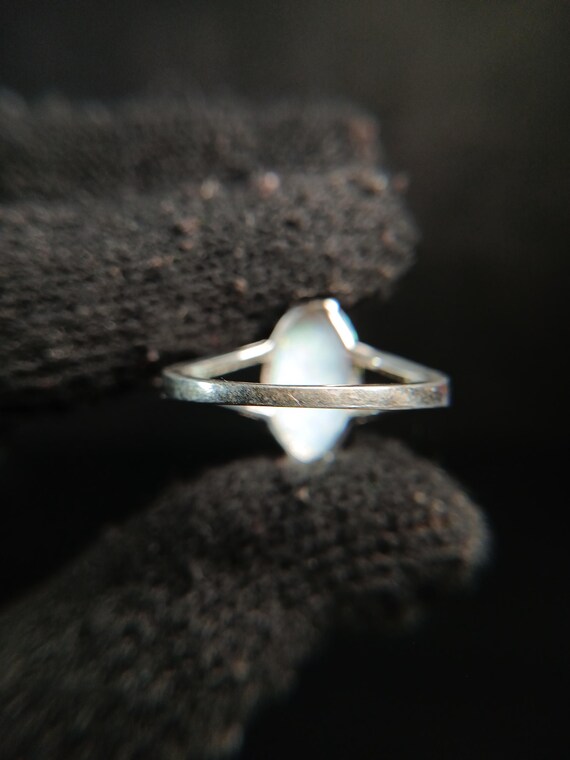 Sterling Silver Lab Opal Ring Large Marquise Opal… - image 17