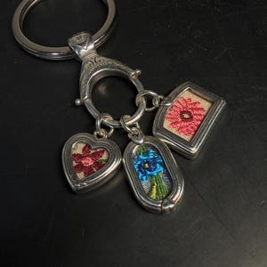 Brighton Silverplate Charm Keychain Floral Enamel Heart Purse Charm image 9